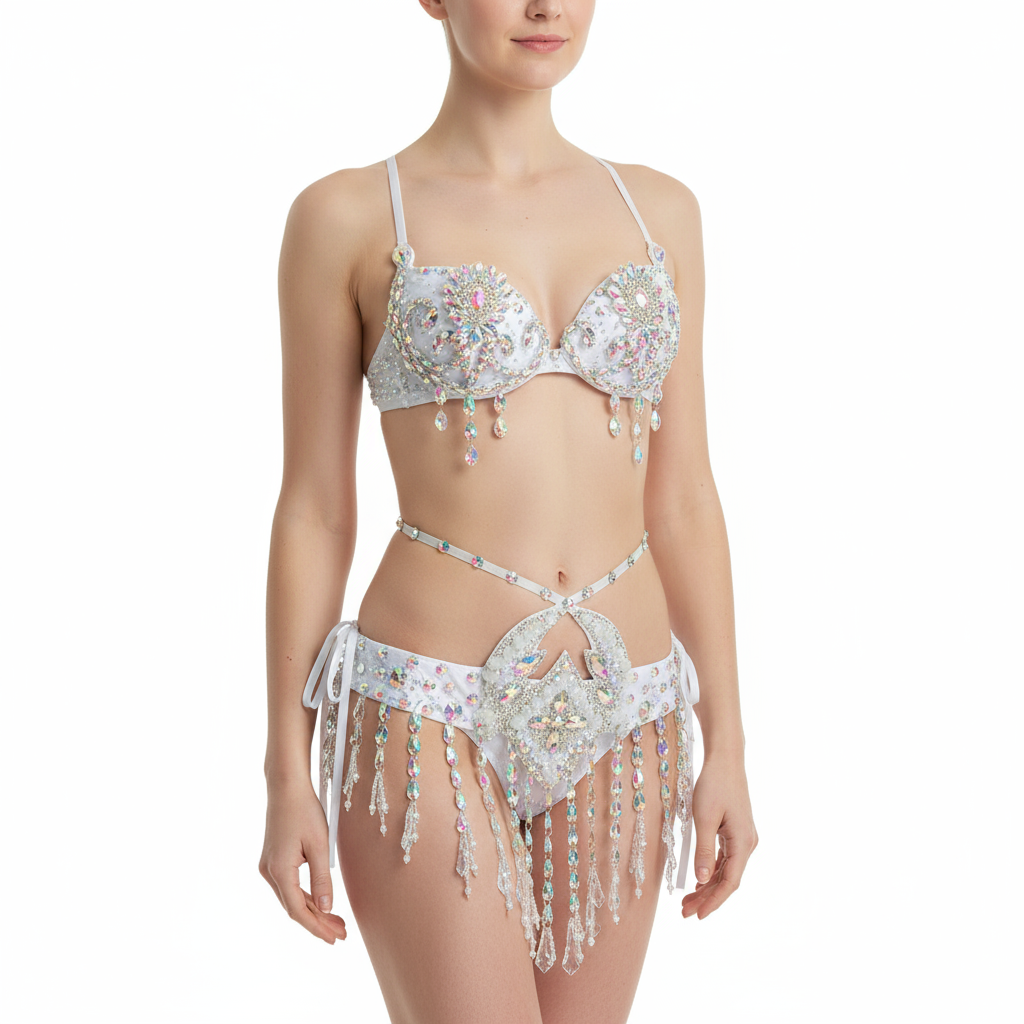 Samba Carnival Wire Bra & Belt 2pcs/Set Rainbow stones  CB003 4colors