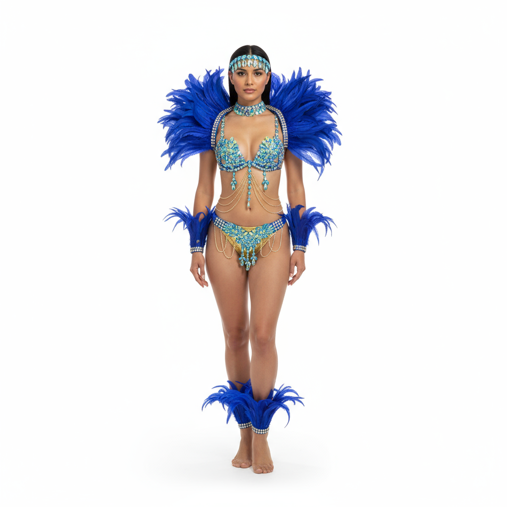 Top Quality Handmade Samba Rio Carnival Wire Bra+Belt+feather shawl With Stone Sexy Belly Dancing Costume