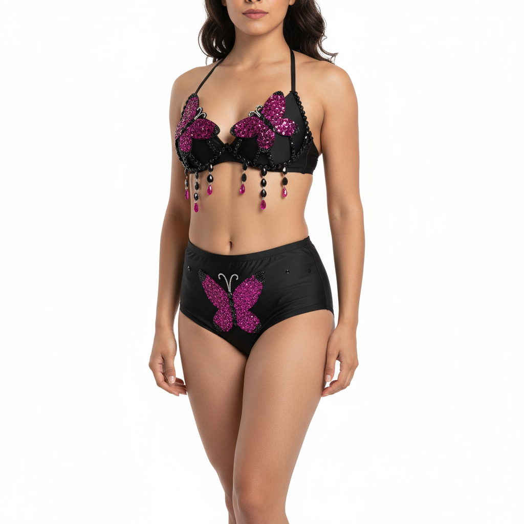 Samba Carnival Wire Bra High Waist Pants  Hand Made 2 Piece For EDC Festival