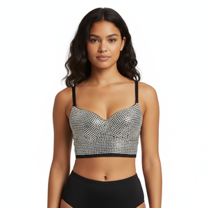Sexy Corset Top For Women Nightclub Diamond Top With Chest Pad Party Short Clothes