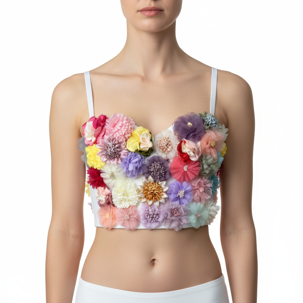 Sexy Corset Top For Women Nightclub Flowers Top With Chest Pad Party Short Clothes