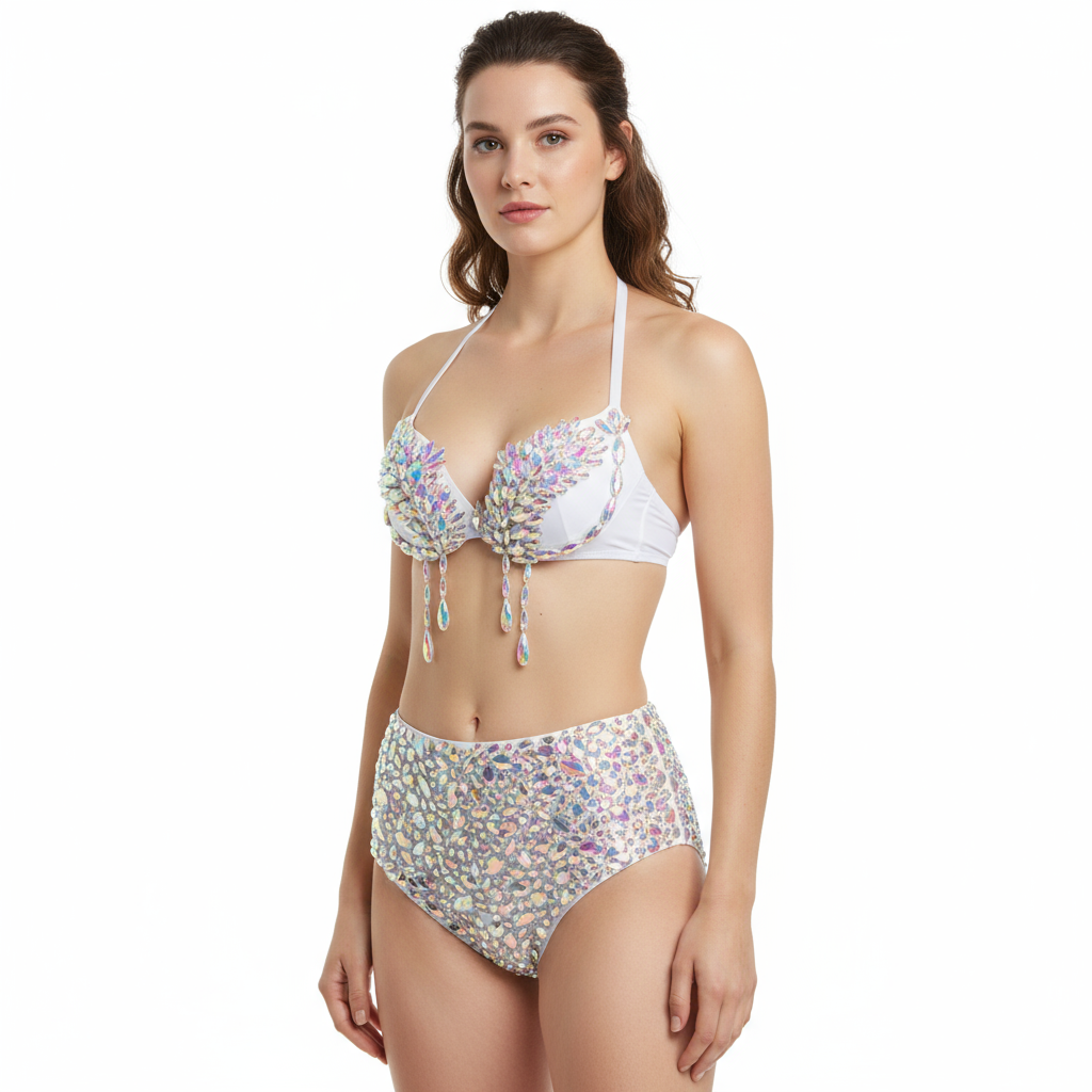 Samba Carnival Bra High Waist Pants AB Color Stone Hand Made 2 Piece