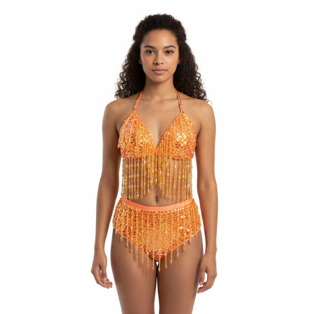 Samba Carnival Bikini And Panty Beads And Stone 2 color Handmade 2 piece BP042 For EDC Festival