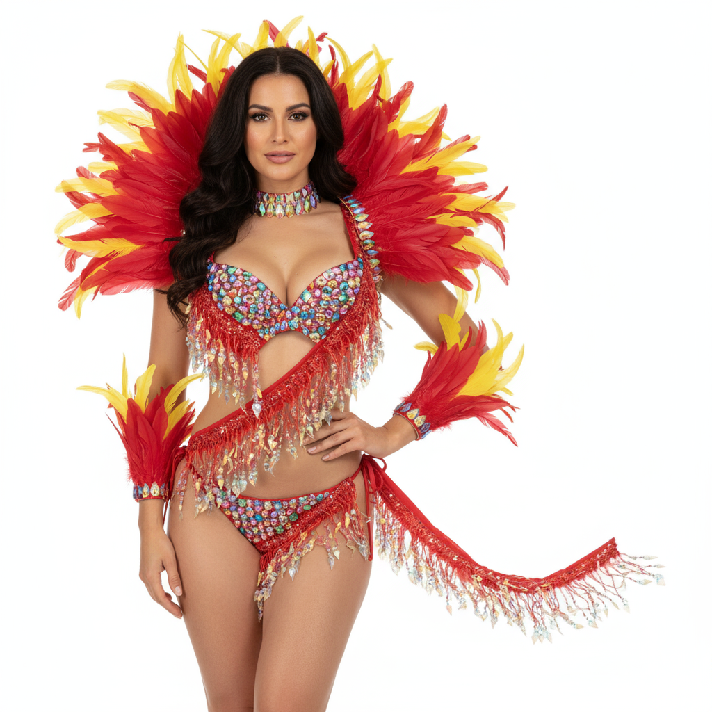Samba Carnival  Bra And Panty With Feather Hand Beads Passista Pageant Cabaret Broadway Theater Mrdi Gras,Vegas Showgirl CF052