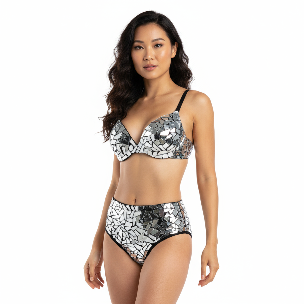Samba Carnival Handmade Bra And High Waist Bottom mirror stones For EDC Festival Costumes