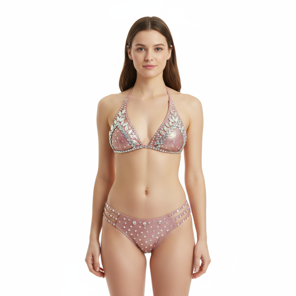 Samba Carnival Belly Wire Bra  and Panty Hand Beads Passista Pageant Cabaret Broadway Theater Mardi Gras,Vegas Showgirls C054