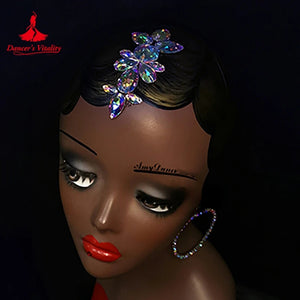 Hair Accessory, Women's Iridescent Crystal Floral Forehead Headpiece, Ballroom Latin Dance