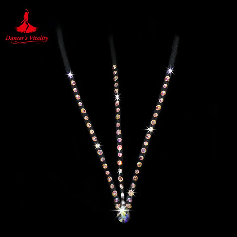 Dance Costume Women White Crystal Rhinestone Fringe Trim Belly Dance Latin Dress Accessory