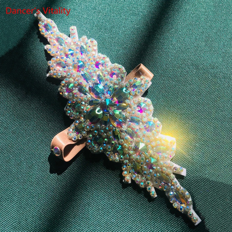 Rhinestone Applique for Dance Costumes, Iridescent Crystal Embellishment, Ballroom Dance Accessory