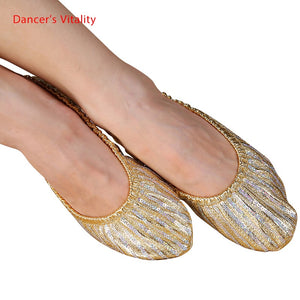 Dance Shoes Women's Gold Sequin Ballet Slippers Soft Sole Practice Flats