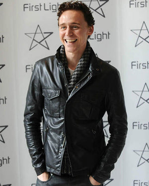 Tom Hiddleston Inspired Black Leather Trucker Jacket for Men Fashionable Street Style