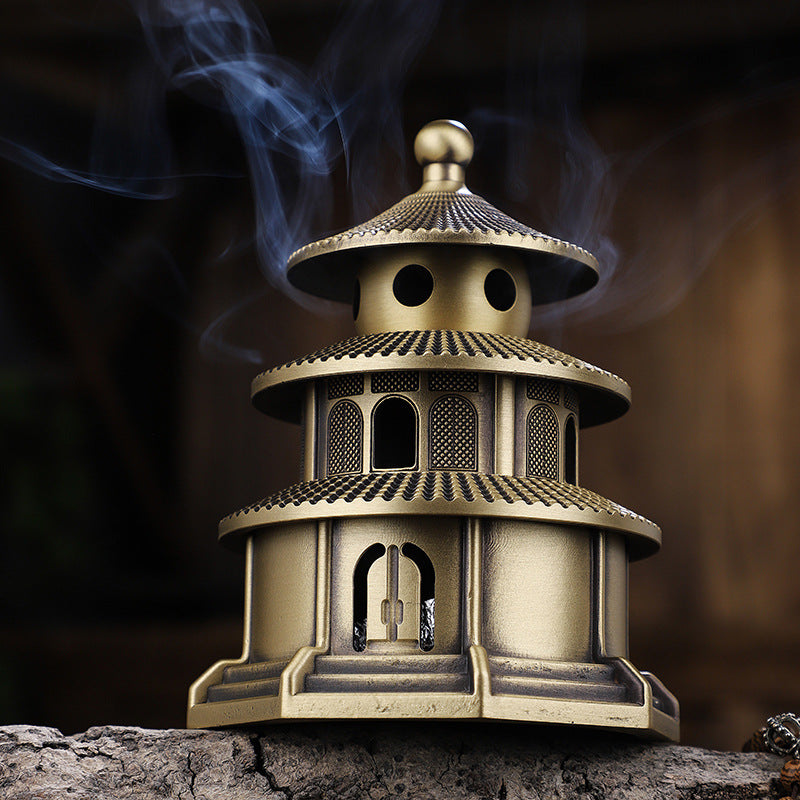 Brass Tower Incense Burner Censer Holder