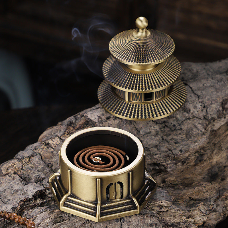 Brass Tower Incense Burner Censer Holder