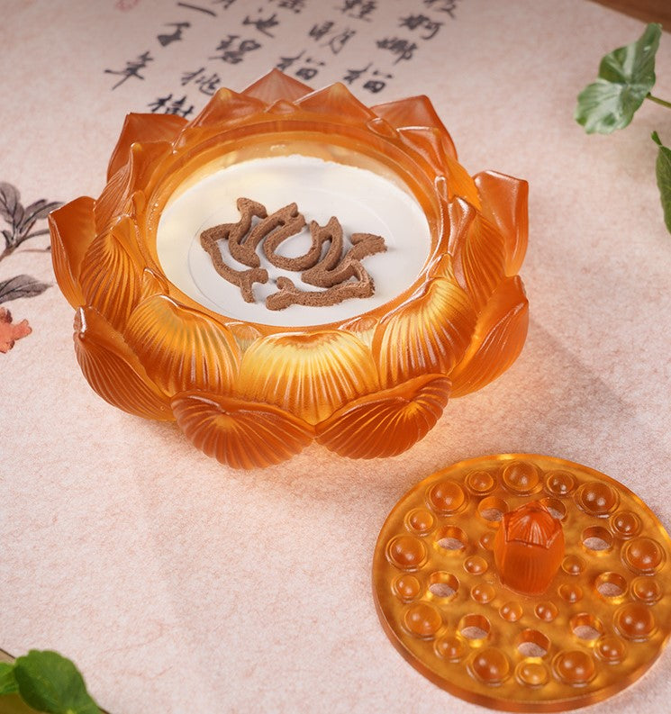 Relaxing Lotus Glazed Incense Burner Censer