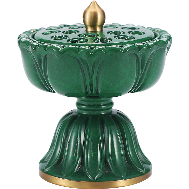 Antique Lotus Brass Incense Burner for Meditation