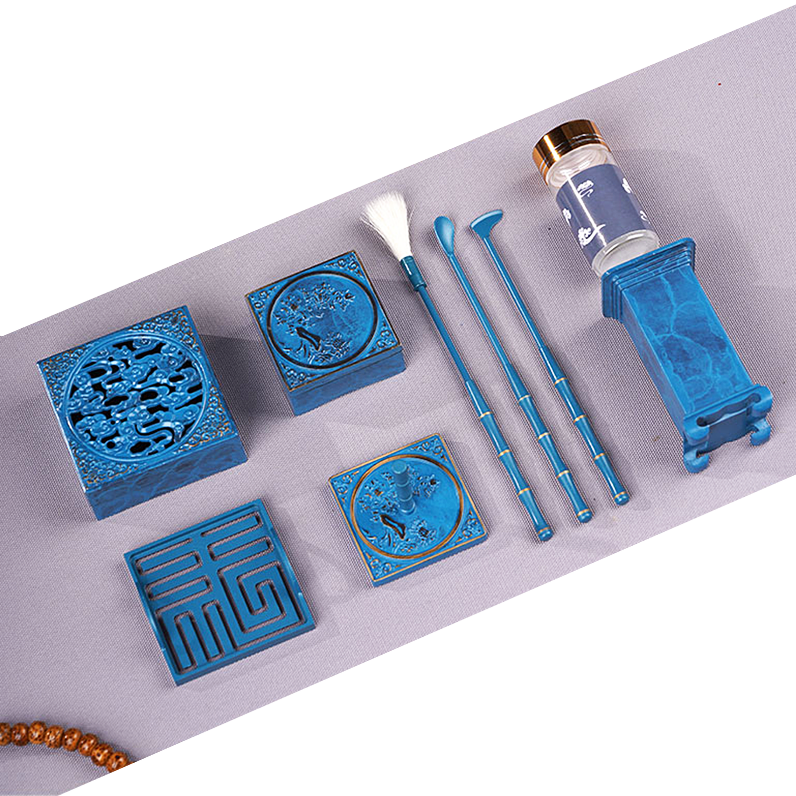 Ancient Blue Censer Incense Burner Kit Set