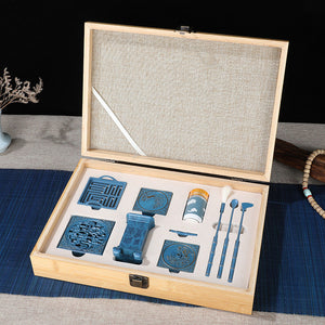 Ancient Blue Censer Incense Burner Kit Set