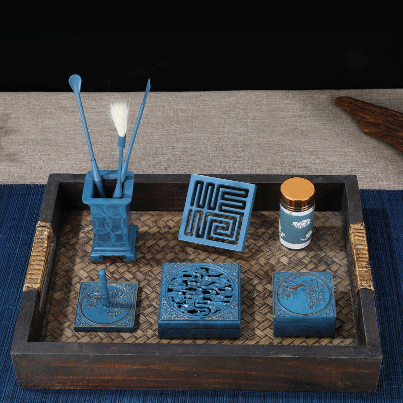Ancient Blue Censer Incense Burner Kit Set