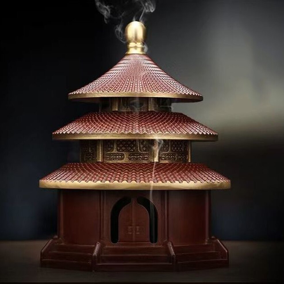 Brass Tower Incense Burner Censer Holder