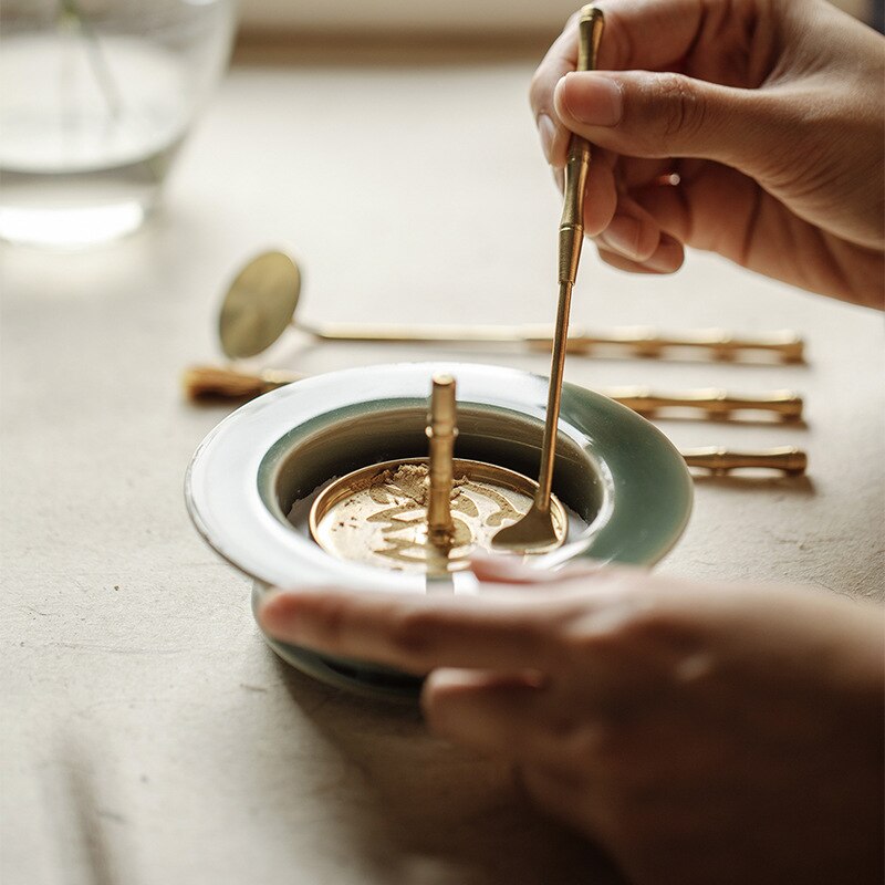 Traditional Green Chinese Glazed Ceramic Incense Burner Set
